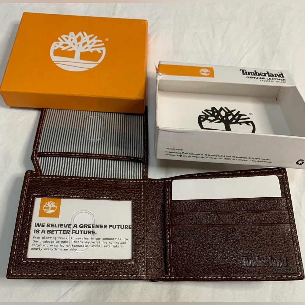 Timberland Mens SlimFold Brown Bifold Leather Wallet